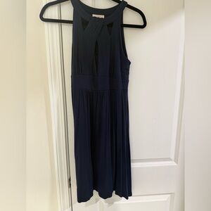 LOFT Navy Blue Mini Dress with interesting neck detail